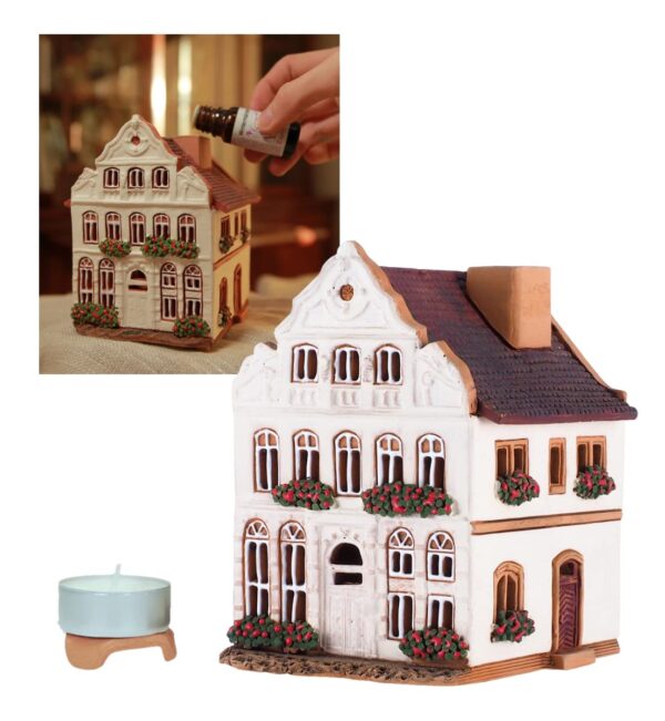 Handmade Ceramic house Tea light Candle Holder Home decor Collectible miniature house of Historic Buddenbrook Haus Lübeck Handmade Tiny Mini