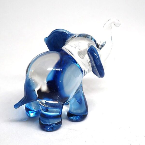 ZOOCRAFT Lucky Elephant Figurines Blue Hand Blown Art Glass Collectible Animal Ornament Gift Decor, 1.5 x 2.5 x 1.8 inches - Image 5