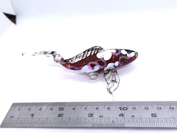 Japanese Koi Carp Fish Miniature Figurines Animals Hand Blown Glass Art Collectible Gift Decorate (4" Red White) - Image 2