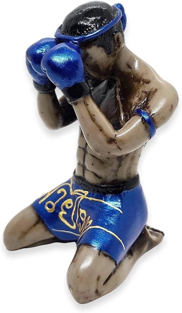 Muay Thai 5¼" High Blue Wai Khru Or Showing Respect to Boxer Teacher Basic Movement Muaythai Boxing Martial Arts 3D Resin Decorative Figurine Thailand Souvenir Collectible Decor Gift - Image 9
