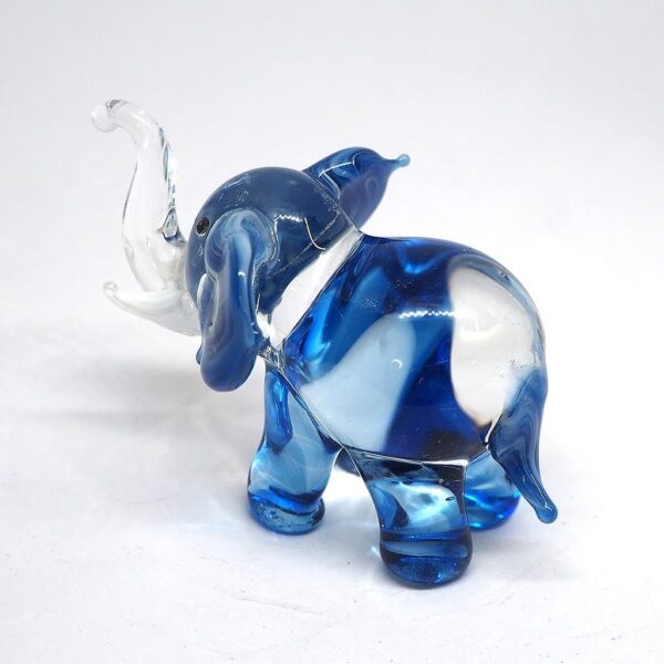 ZOOCRAFT Lucky Elephant Figurines Blue Hand Blown Art Glass Collectible Animal Ornament Gift Decor, 1.5 x 2.5 x 1.8 inches - Image 3