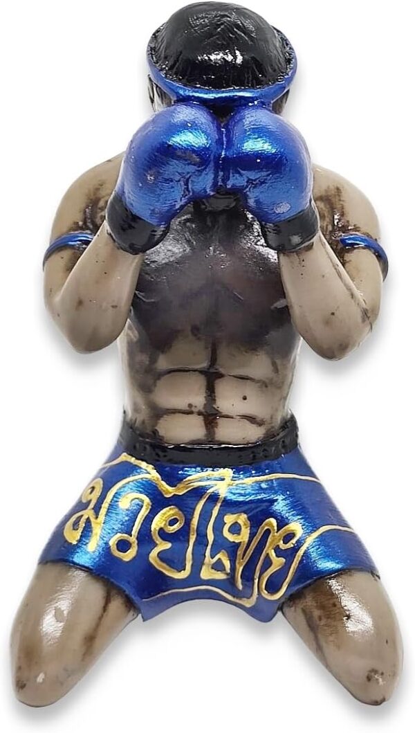 Muay Thai 5¼" High Blue Wai Khru Or Showing Respect to Boxer Teacher Basic Movement Muaythai Boxing Martial Arts 3D Resin Decorative Figurine Thailand Souvenir Collectible Decor Gift - Image 5
