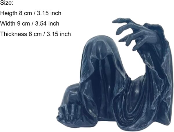 Set of 3 Grim Reaper Sitting Statue + Half Robe Statue with Scary Paw Gothic Scary Art Decor Black Robe Mystery Man Creepy Outdoor Indoor Home Decor - Image 2