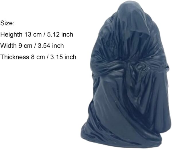 Set of 3 Grim Reaper Sitting Statue + Half Robe Statue with Scary Paw Gothic Scary Art Decor Black Robe Mystery Man Creepy Outdoor Indoor Home Decor - Image 3