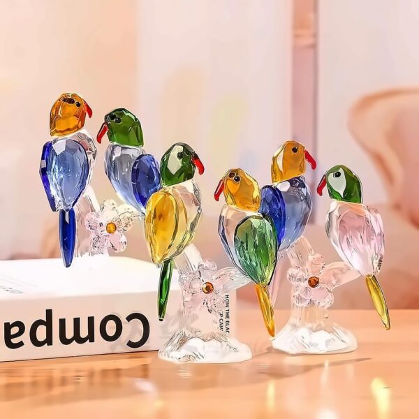 Glass Birds Figurines Collectibles Art Crystal Parrot Animal Figurines Craft Ornament Home Table Decor,Gift Boxed (Pink) - Image 4