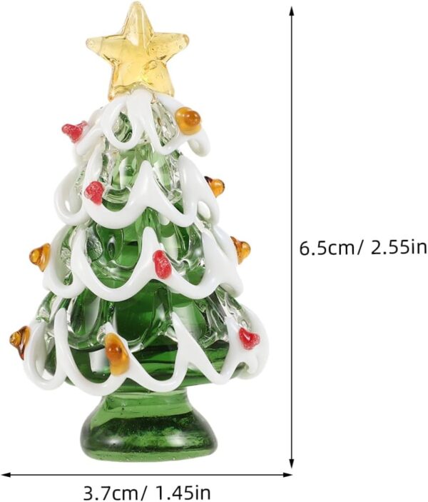 PRETYZOOM Christmas Tree Figurine Small Collectible Art Mini Glass Statue Xmas Tree for Sculpture Festival Home Arts Holiday Decoration Sculpture - Image 7