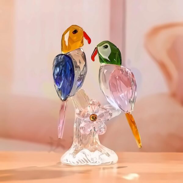 Glass Birds Figurines Collectibles Art Crystal Parrot Animal Figurines Craft Ornament Home Table Decor,Gift Boxed (Pink) - Image 2