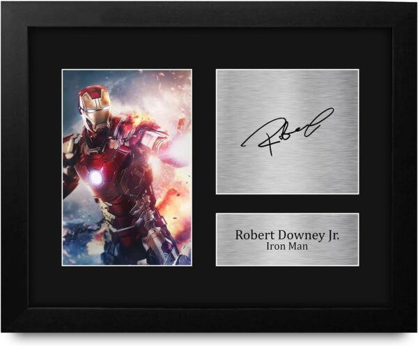 HWC Trading Robert Downey Jr USL Framed Signed Printed Autograph Iron Man The Avengers Print Photo Picture Display - Great Gift Idea - US Letter Size