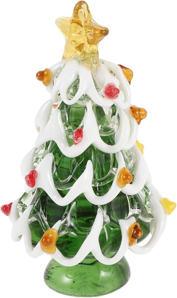 PRETYZOOM Christmas Tree Figurine Small Collectible Art Mini Glass Statue Xmas Tree for Sculpture Festival Home Arts Holiday Decoration Sculpture