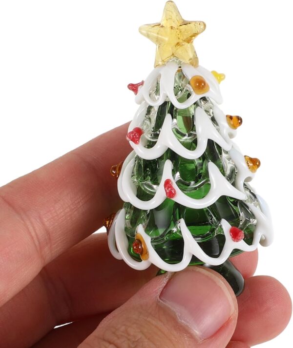 PRETYZOOM Christmas Tree Figurine Small Collectible Art Mini Glass Statue Xmas Tree for Sculpture Festival Home Arts Holiday Decoration Sculpture - Image 8