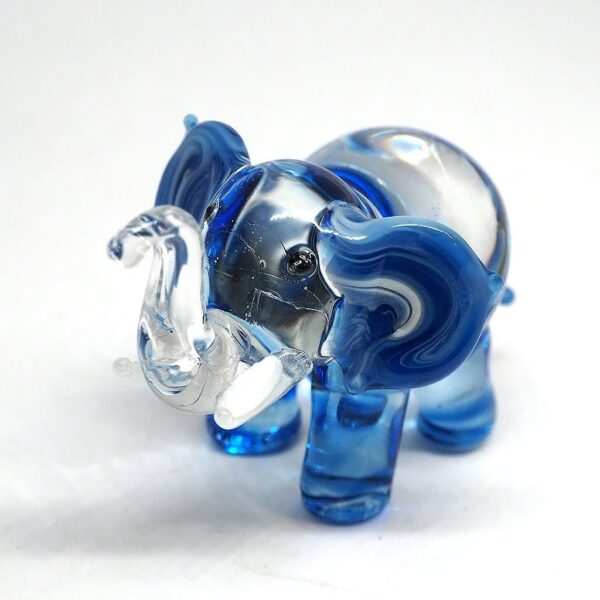 ZOOCRAFT Lucky Elephant Figurines Blue Hand Blown Art Glass Collectible Animal Ornament Gift Decor, 1.5 x 2.5 x 1.8 inches - Image 8