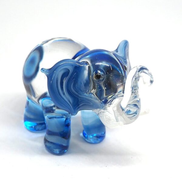 ZOOCRAFT Lucky Elephant Figurines Blue Hand Blown Art Glass Collectible Animal Ornament Gift Decor, 1.5 x 2.5 x 1.8 inches - Image 7