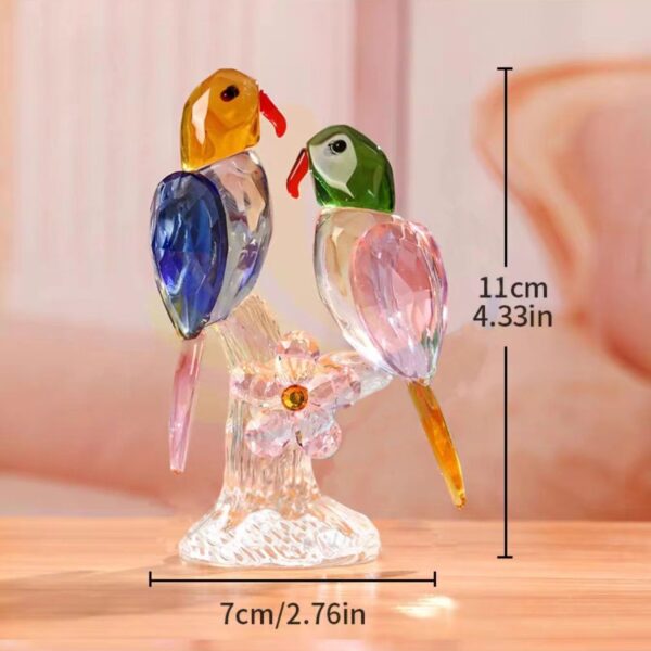 Glass Birds Figurines Collectibles Art Crystal Parrot Animal Figurines Craft Ornament Home Table Decor,Gift Boxed (Pink) - Image 3