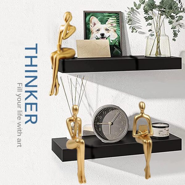 3PCS Gold Accent Decor Sculpture, Thinker Statue Abstract Art Resin Statue, Collectible Figurines for Office Home Desktop Decor - Image 5