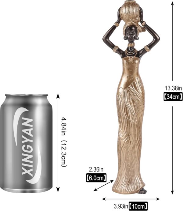 XINGYAN Unique African Lady Statues with Rich Tribal Essence,Sculptures for Home Decor,Weddings and Holidays,Exquisite Handcrafted Collectibles for Art Lovers (Model D) - Image 2