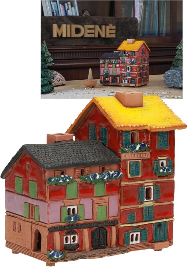 Ceramic Art Tealight Candle Holder Room Decoration Handcrafted Collectible Miniature Light House Old Houses in Portfino, Italy S22-2