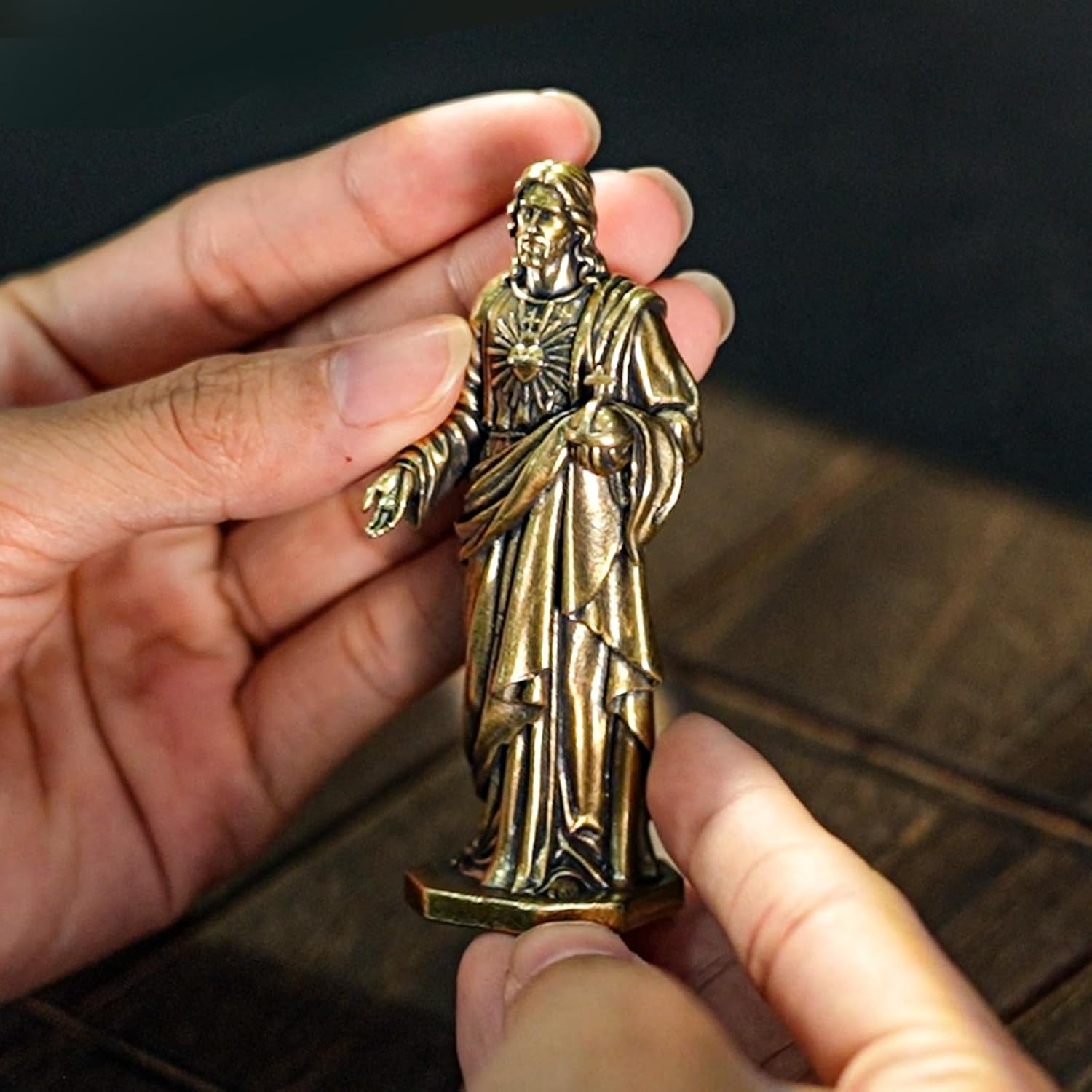CHOVY 1PC, Handcrafted Jesus Christ Brass Statue – Antique Religious Art Decor, Ideal for Home or Office Display | Unique Collectible, Perfect Christian Gift & Scene Decoration - Image 5