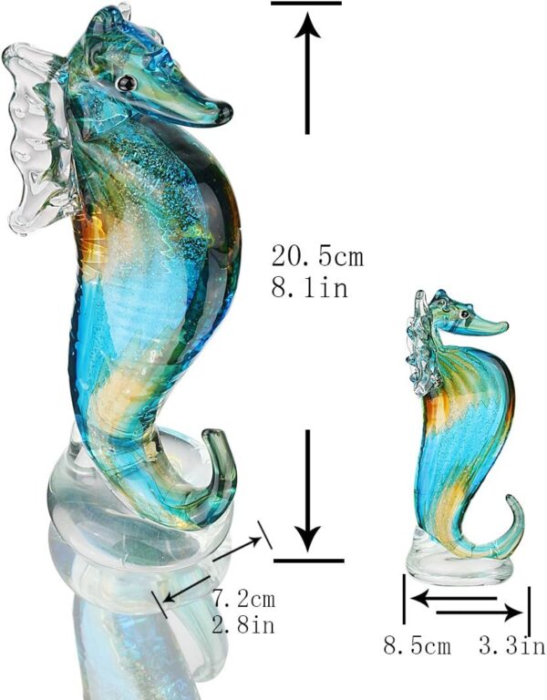 QFkris Handmade Glass Blue Seahorse Collectible Art Glass Blown Animal Figurine - Image 4