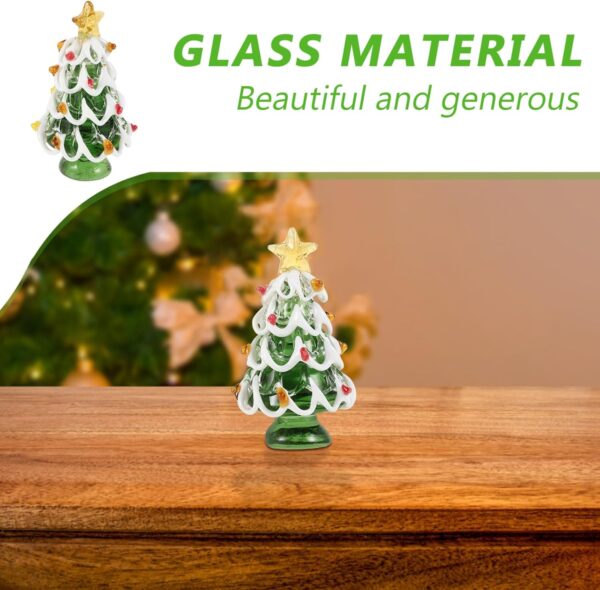 PRETYZOOM Christmas Tree Figurine Small Collectible Art Mini Glass Statue Xmas Tree for Sculpture Festival Home Arts Holiday Decoration Sculpture - Image 2
