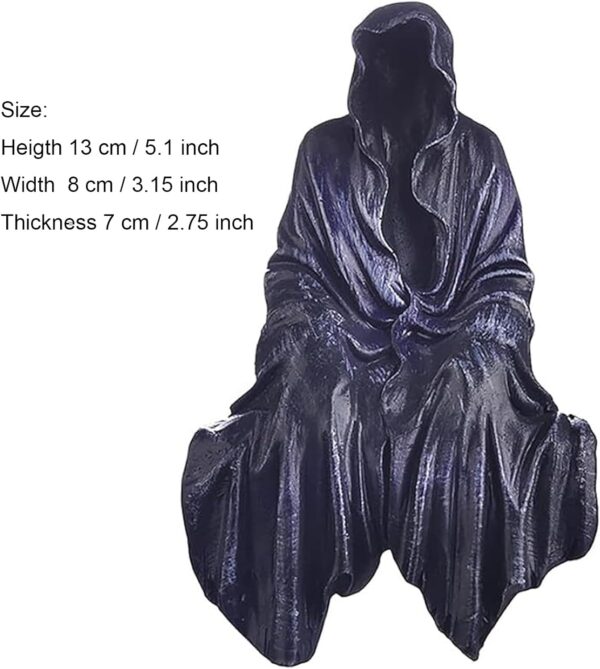 Set of 3 Grim Reaper Sitting Statue + Half Robe Statue with Scary Paw Gothic Scary Art Decor Black Robe Mystery Man Creepy Outdoor Indoor Home Decor - Image 4