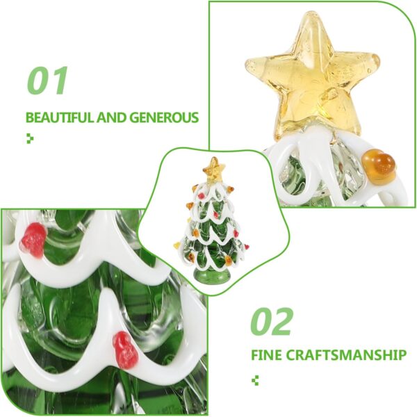 PRETYZOOM Christmas Tree Figurine Small Collectible Art Mini Glass Statue Xmas Tree for Sculpture Festival Home Arts Holiday Decoration Sculpture - Image 4