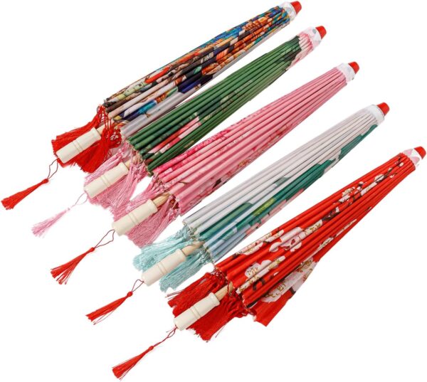THY COLLECTIBLES Classic Chinese Art Asian Style 22" Kids' Size Silk Parasol Umbrella with Tassels for Wedding Parties, Photography, Costumes, Cosplay, Decoration And Other Events - Image 4
