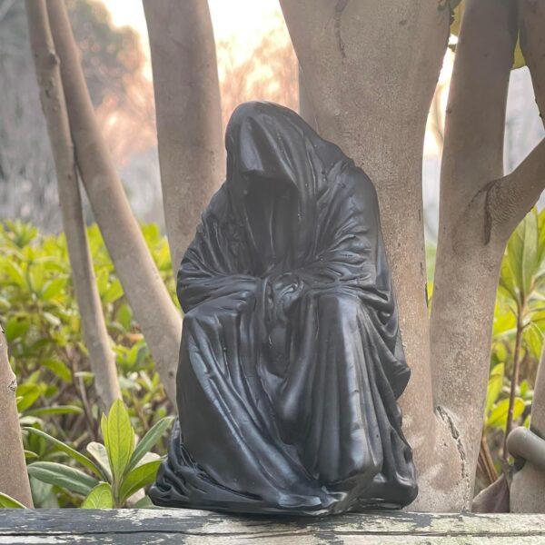 Set of 3 Grim Reaper Sitting Statue + Half Robe Statue with Scary Paw Gothic Scary Art Decor Black Robe Mystery Man Creepy Outdoor Indoor Home Decor - Image 8