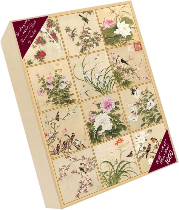Bristlegrass Wooden Jigsaw Puzzles for Adults 1000 Pieces Chinese Landscape Flowers and Birds 12 Collection Gifts Art Collectibles Decorative Painting Puzzles (1000 pcs) - Image 2