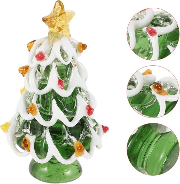 PRETYZOOM Christmas Tree Figurine Small Collectible Art Mini Glass Statue Xmas Tree for Sculpture Festival Home Arts Holiday Decoration Sculpture - Image 9