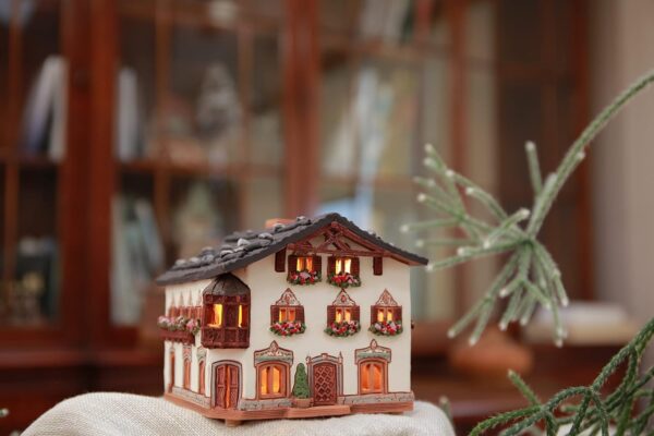 Ceramic Art Tealight Candle Holder Room Decoration Handcrafted Collectible Miniature Light House House in Garmischpartenkirchen, Bavaria, Germany B265AR - Image 2
