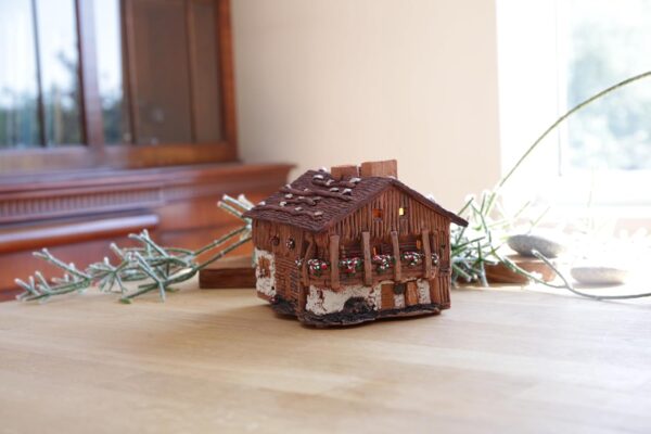Ceramic Art Tealight Candle Holder Room Decoration Handcrafted Collectible Miniature Aroma Light House Old House in Kanazei, South Tyrol, Italy C326