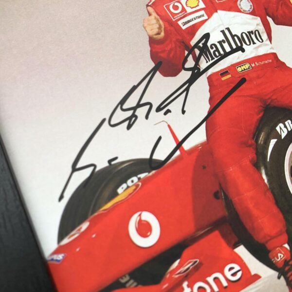 ORIMAMI Signed Michael Schumacher Poster Wooden Framed Photo Art Decor 8x6 Inches,with 1x35mm Film Display,Cool Collectible Gifts for F1 Ferrari Racing Fans - Image 3