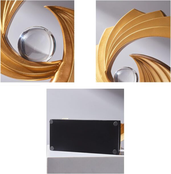 Abstract Art Statue,Modern Gold Minimalist Decoration,Geometric Abstract Sculpture,Decoraciones para Sala Bedroom Office Coffee Tabletop Centerpiece Decoration Resin Collectibles (Gold) - Image 3