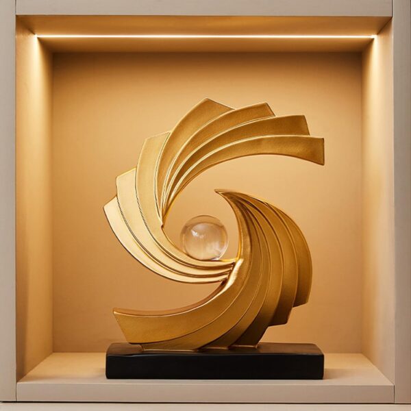 Abstract Art Statue,Modern Gold Minimalist Decoration,Geometric Abstract Sculpture,Decoraciones para Sala Bedroom Office Coffee Tabletop Centerpiece Decoration Resin Collectibles (Gold)