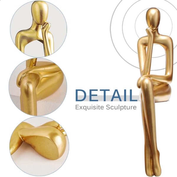 3PCS Gold Accent Decor Sculpture, Thinker Statue Abstract Art Resin Statue, Collectible Figurines for Office Home Desktop Decor - Image 4