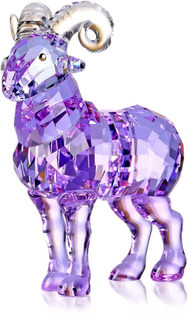 Crystal Goat Art Animal Figurine Collection Ornament Statue Collectible Home Decor (Purple)