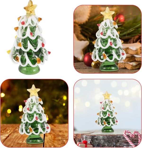 PRETYZOOM Christmas Tree Figurine Small Collectible Art Mini Glass Statue Xmas Tree for Sculpture Festival Home Arts Holiday Decoration Sculpture - Image 6