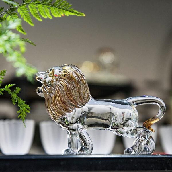 YU FENG 5.5inch Crystal Lion Figurine Collectible,Blown Painted Glass Art Wildlife Animal Sculpture Ornament Handmade Crystal Paperweight Decor Gifts,Clear - Image 4