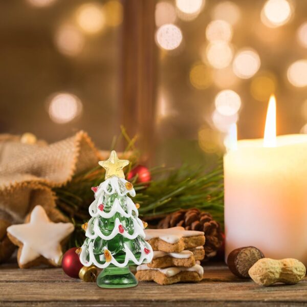 PRETYZOOM Christmas Tree Figurine Small Collectible Art Mini Glass Statue Xmas Tree for Sculpture Festival Home Arts Holiday Decoration Sculpture - Image 3