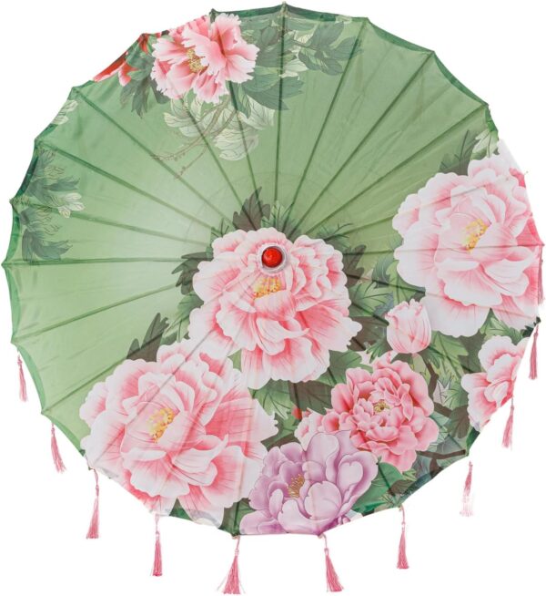 THY COLLECTIBLES Classic Chinese Art Asian Style 22" Kids' Size Silk Parasol Umbrella with Tassels for Wedding Parties, Photography, Costumes, Cosplay, Decoration And Other Events