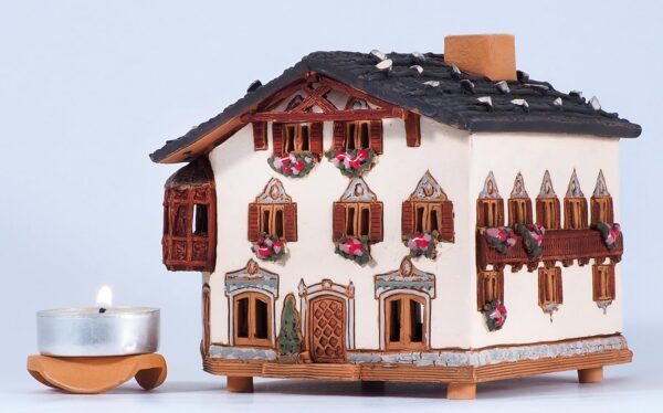 Ceramic Art Tealight Candle Holder Room Decoration Handcrafted Collectible Miniature Light House House in Garmischpartenkirchen, Bavaria, Germany B265AR - Image 4