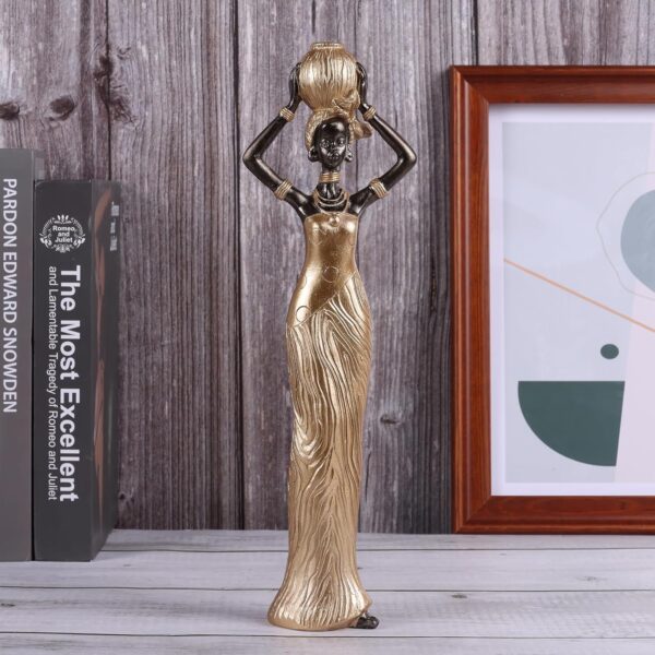XINGYAN Unique African Lady Statues with Rich Tribal Essence,Sculptures for Home Decor,Weddings and Holidays,Exquisite Handcrafted Collectibles for Art Lovers (Model D) - Image 5