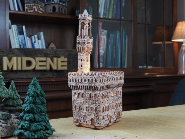 Ceramic Art Tealight Candle Holder Room Decoration Handcrafted Collectible Miniature Light House Palazzo Vecchio in Florence, Italy D389N - Image 4