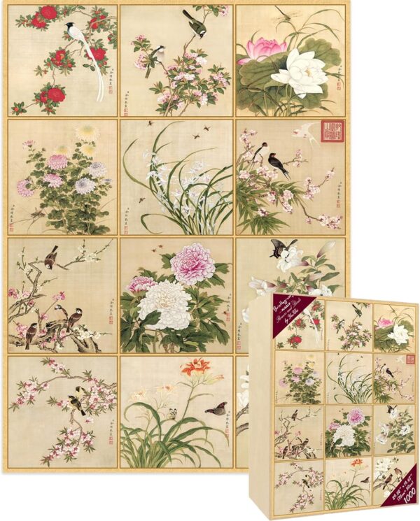 Bristlegrass Wooden Jigsaw Puzzles for Adults 1000 Pieces Chinese Landscape Flowers and Birds 12 Collection Gifts Art Collectibles Decorative Painting Puzzles (1000 pcs) - Image 6