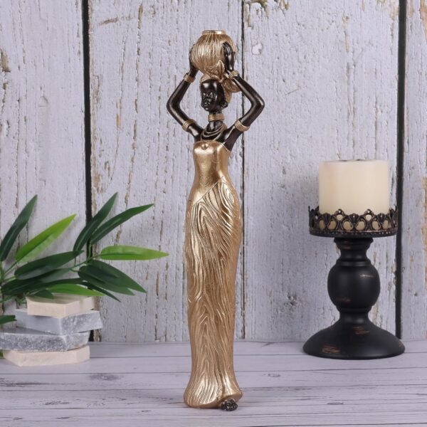 XINGYAN Unique African Lady Statues with Rich Tribal Essence,Sculptures for Home Decor,Weddings and Holidays,Exquisite Handcrafted Collectibles for Art Lovers (Model D) - Image 4