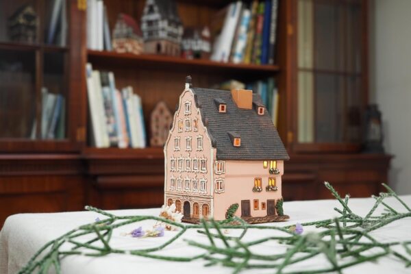 Handmade Ceramic Art Tealight Candle Holder Room Decoration Handcrafted Collectible Miniature Aroma Light House Kolesh House, Biberach, Germany C366