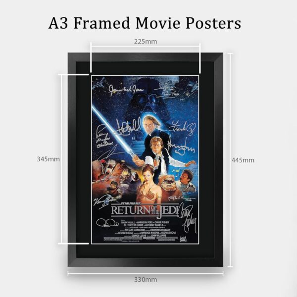 HWC Trading Star Wars - Return of the Jedi Movie Poster Cast Signed 16" x 12" Framed Gift Printed Autograph Film Print Photo Picture Display - 16 x 12 Inches Framed - Image 2