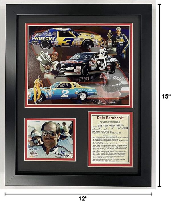 Legends Never Die Dale Earnhardt Sr NASCAR Collectible | Framed Photo Collage Wall Art Decor - 12"x15" | (12904U) - Image 3