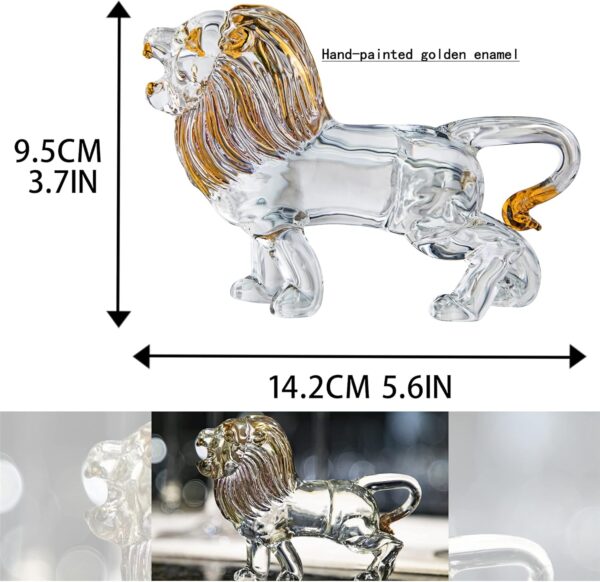 YU FENG 5.5inch Crystal Lion Figurine Collectible,Blown Painted Glass Art Wildlife Animal Sculpture Ornament Handmade Crystal Paperweight Decor Gifts,Clear - Image 2