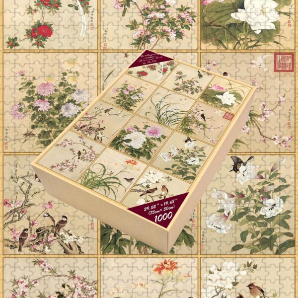 Bristlegrass Wooden Jigsaw Puzzles for Adults 1000 Pieces Chinese Landscape Flowers and Birds 12 Collection Gifts Art Collectibles Decorative Painting Puzzles (1000 pcs) - Image 3